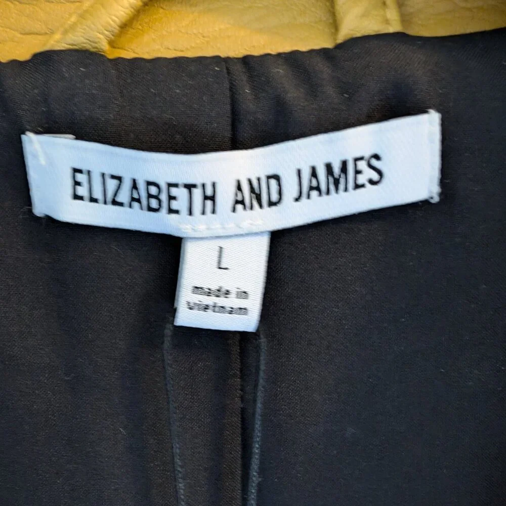 Elizabeth and James mustard yellow faux leather vegan moto jacket size Lg NWT - Picture 4 of 7